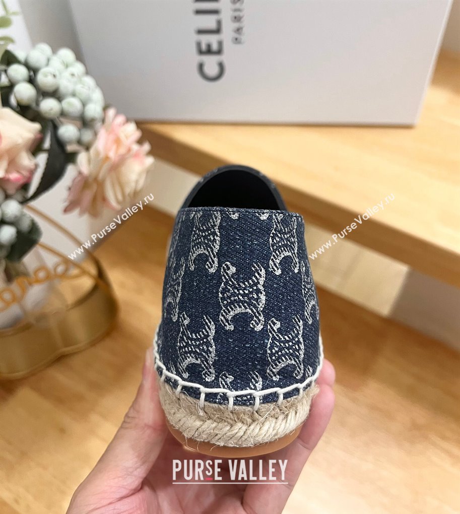 Celine Triomphe Dark Blue Denim Espadrilles Flats 2024 0531 (MD-240531148)