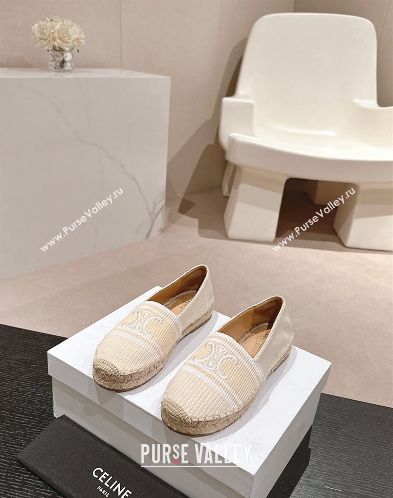 Celine Les Espadrilles Flats in Triomphe Jacquard Canvas Beige 2024 0629 (MD-240629044)