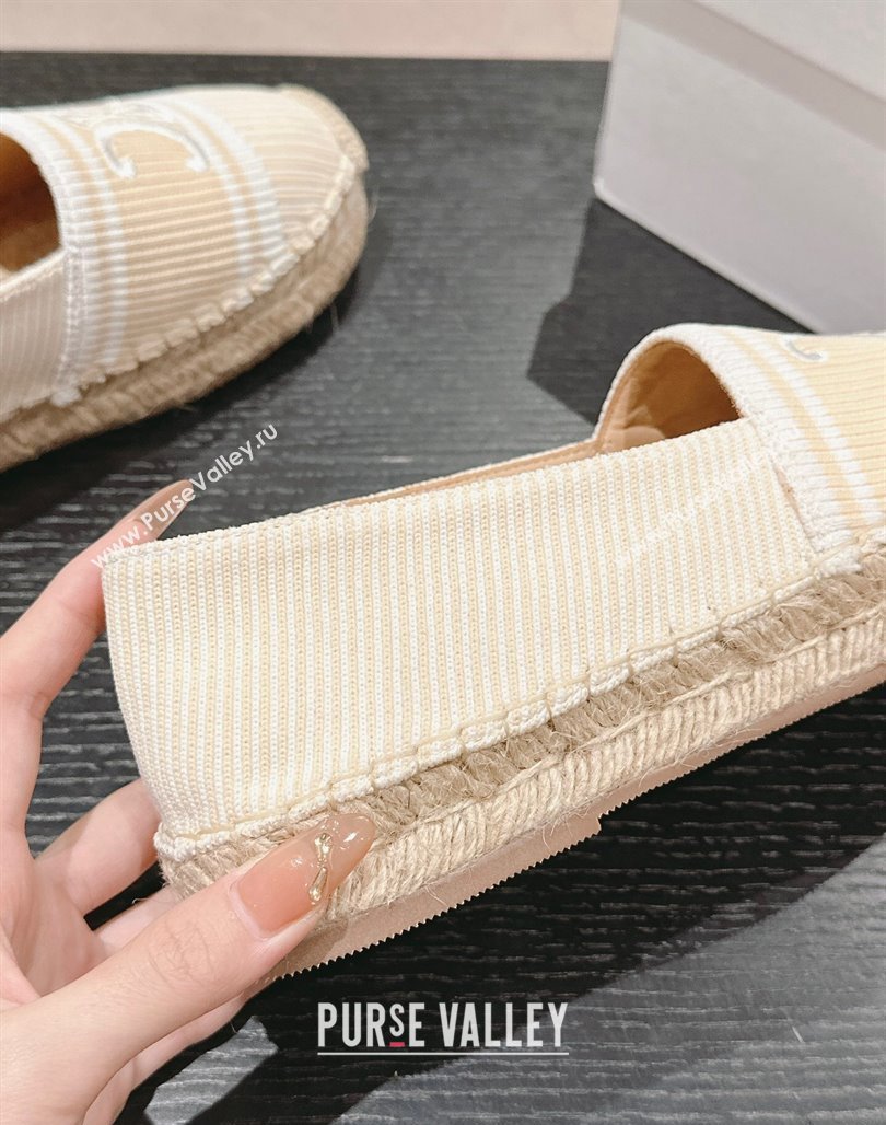 Celine Les Espadrilles Flats in Triomphe Jacquard Canvas Beige 2024 0629 (MD-240629044)