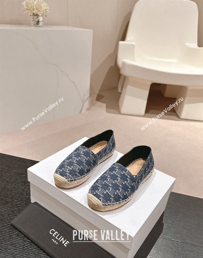 Celine Les Espadrilles Flats in Triomphe Denim Blue 2024 0629 (MD-240629046)