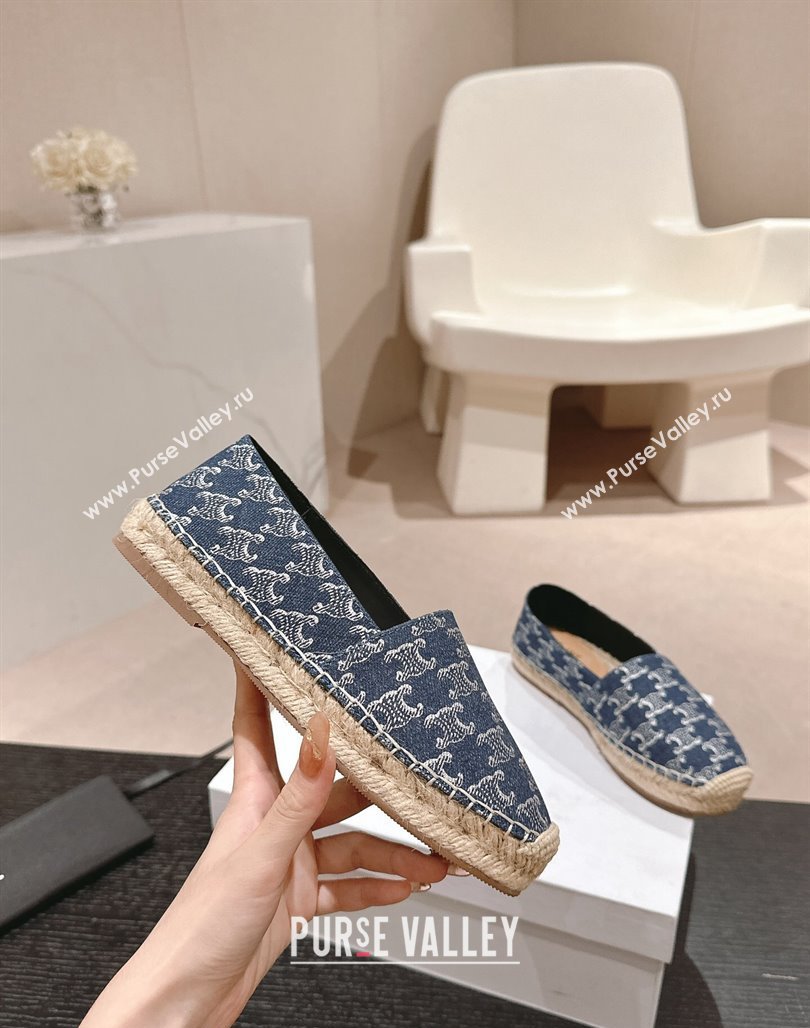 Celine Les Espadrilles Flats in Triomphe Denim Blue 2024 0629 (MD-240629046)