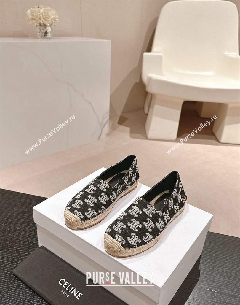 Celine Les Espadrilles Flats in Triomphe Denim Black 2024 0629 (MD-240629047)