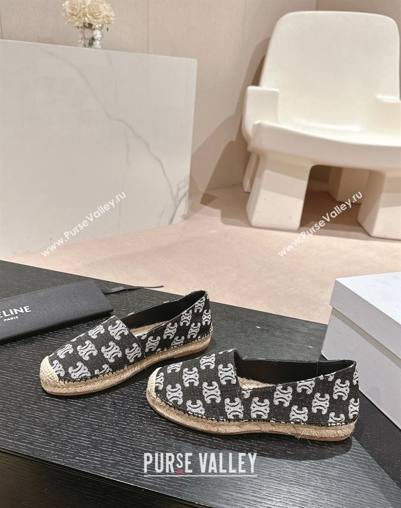 Celine Les Espadrilles Flats in Triomphe Denim Black 2024 0629 (MD-240629047)