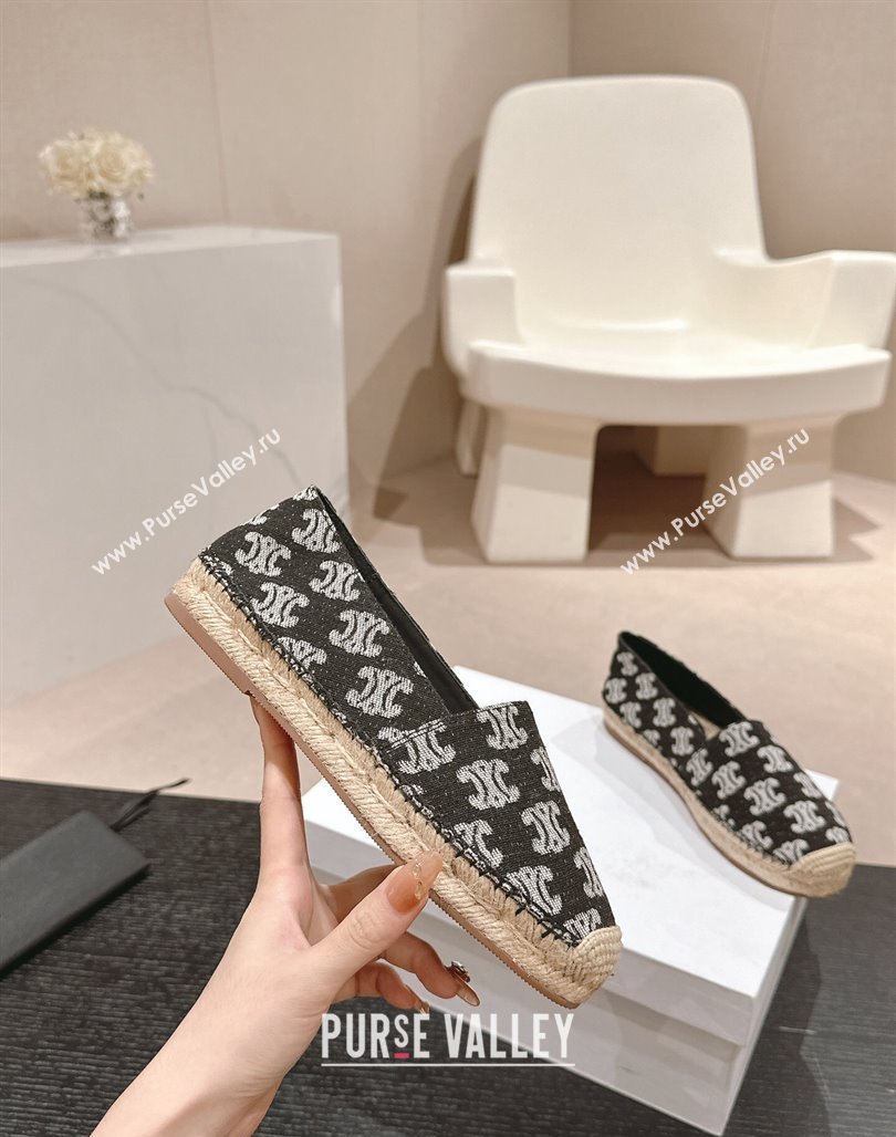 Celine Les Espadrilles Flats in Triomphe Denim Black 2024 0629 (MD-240629047)