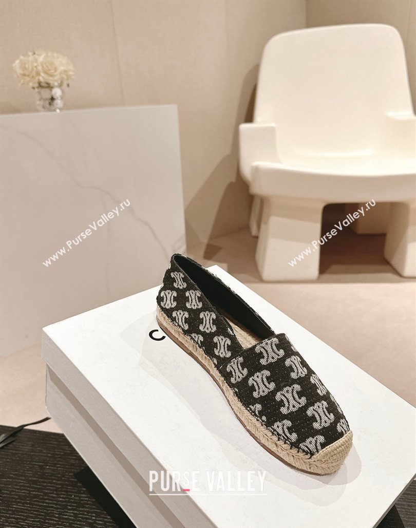 Celine Les Espadrilles Flats in Triomphe Denim Black 2024 0629 (MD-240629047)