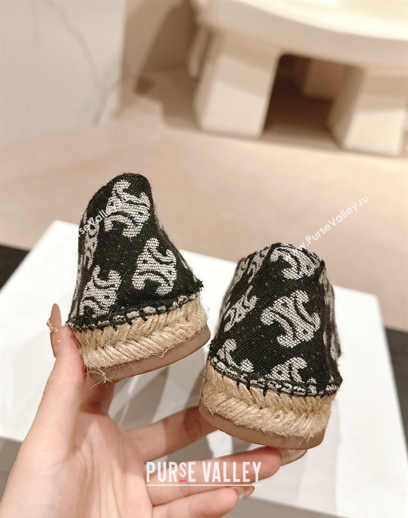 Celine Les Espadrilles Flats in Triomphe Denim Black 2024 0629 (MD-240629047)