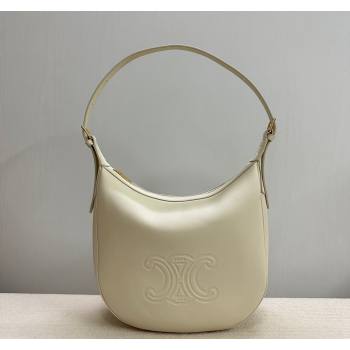 Celine Medium Heloise Hobo Bag in Supple Calfskin White 2024 114713 (BL-240716012)