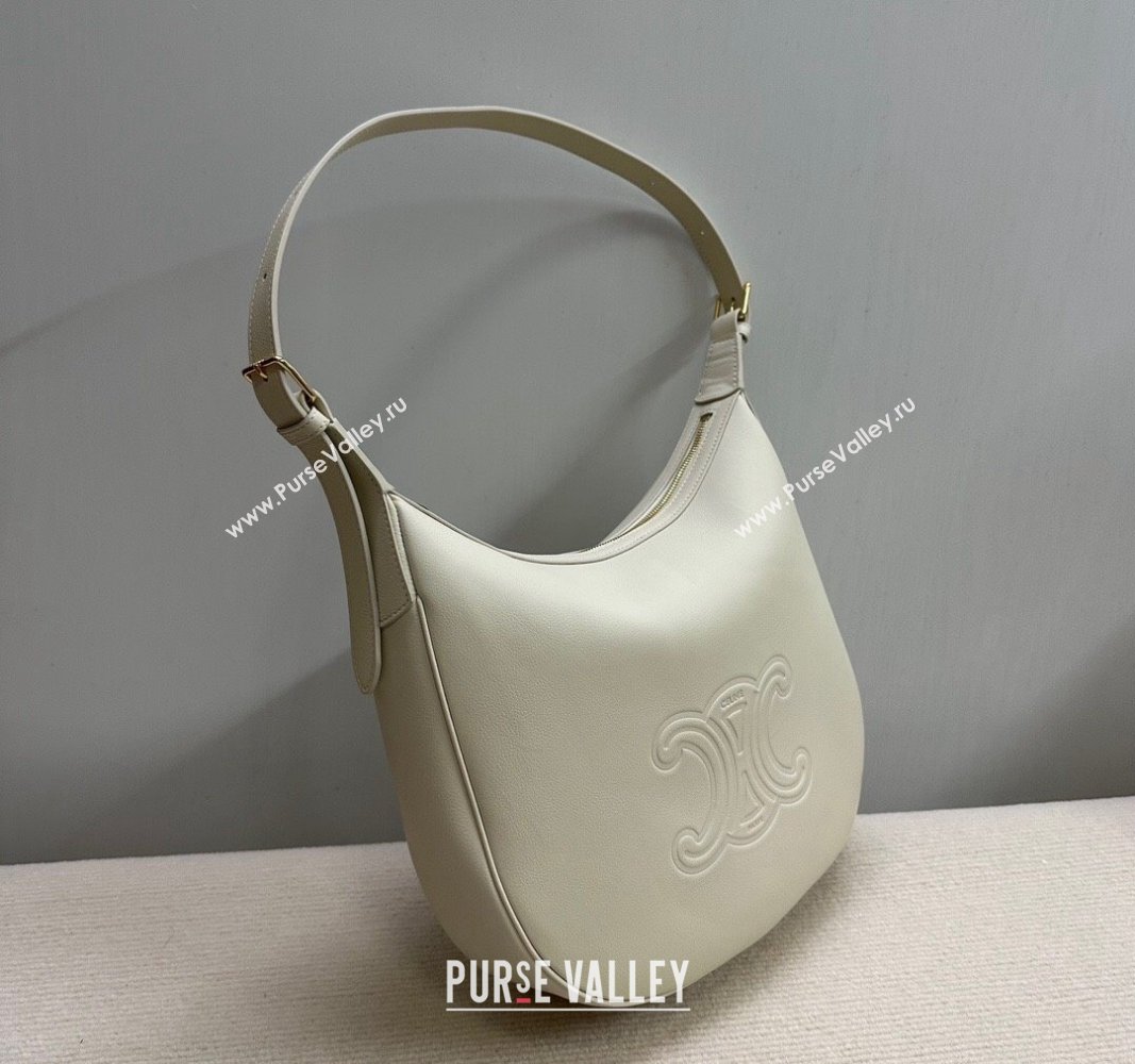 Celine Medium Heloise Hobo Bag in Supple Calfskin White 2024 114713 (BL-240716012)