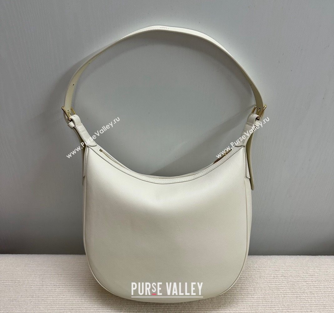 Celine Medium Heloise Hobo Bag in Supple Calfskin White 2024 114713 (BL-240716012)