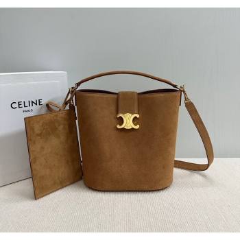 Celine Medium Louise Bucket bag in Suede Blonde Brown 2024 116613 (BL-240716014)