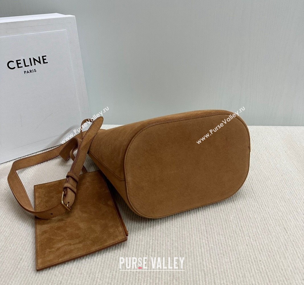 Celine Medium Louise Bucket bag in Suede Blonde Brown 2024 116613 (BL-240716014)