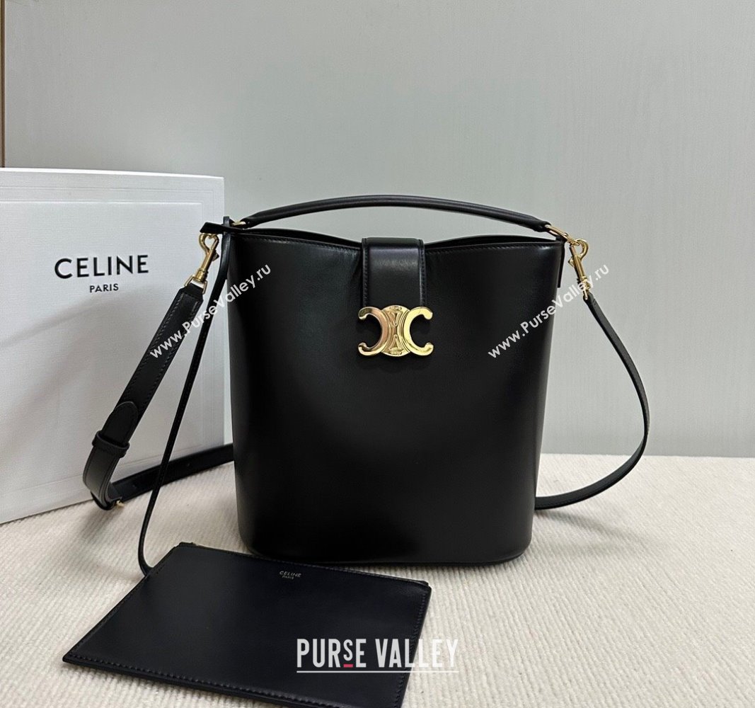 Celine Medium Louise Bucket bag in Smooth Calfskin Black 2024 116613 (BL-240716015)