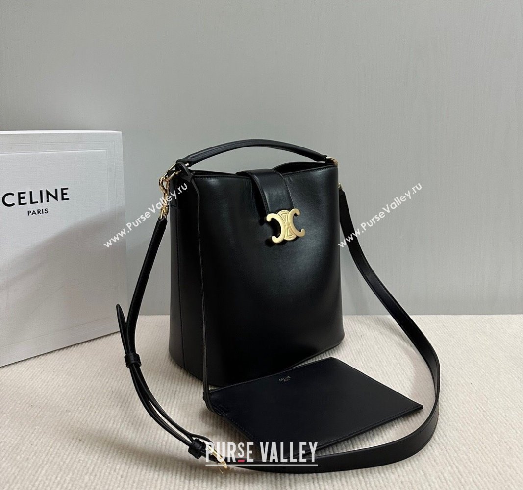 Celine Medium Louise Bucket bag in Smooth Calfskin Black 2024 116613 (BL-240716015)