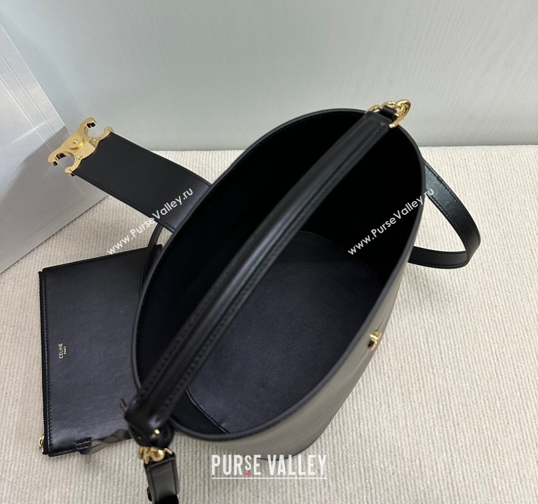 Celine Medium Louise Bucket bag in Smooth Calfskin Black 2024 116613 (BL-240716015)