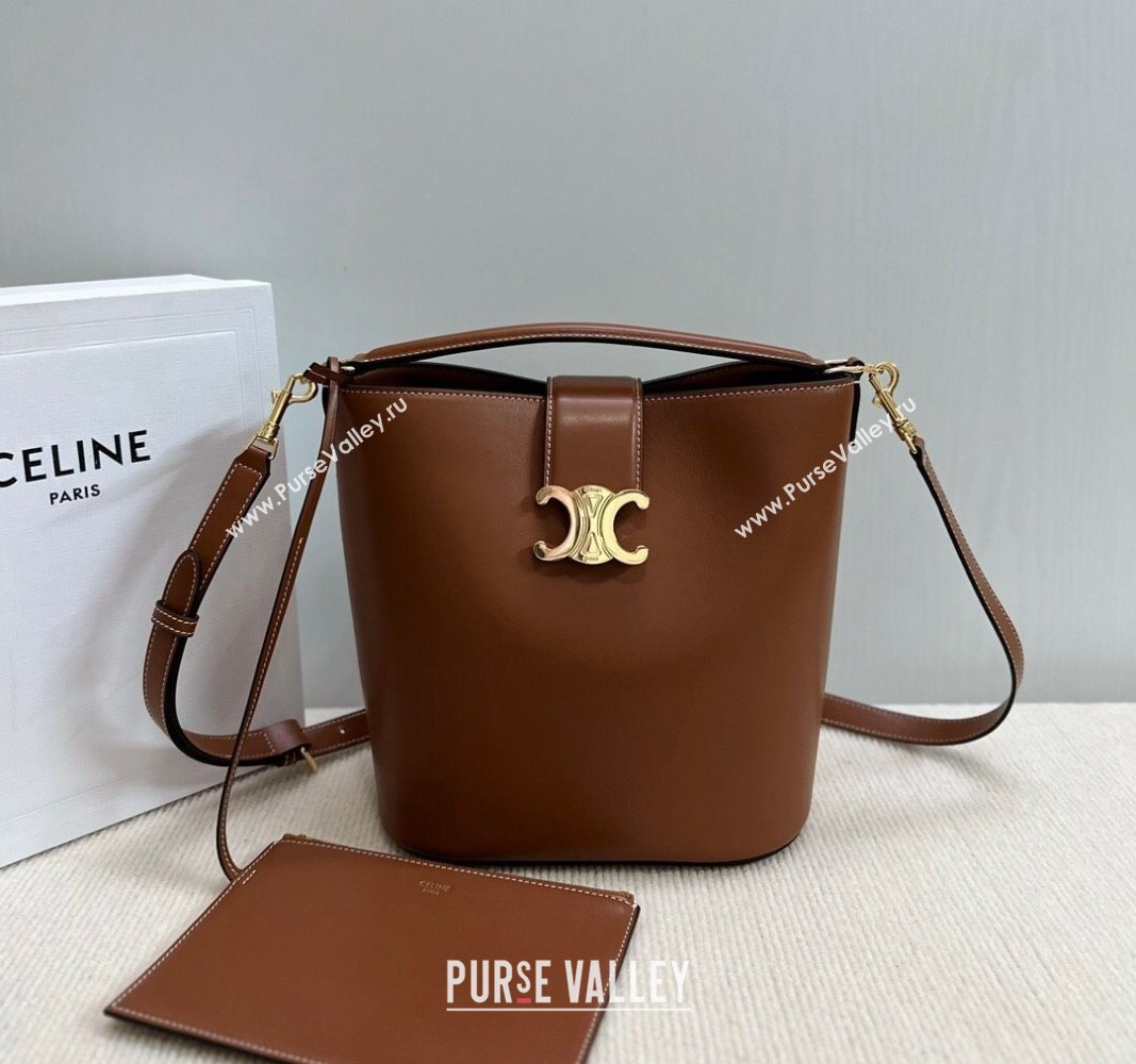 Celine Medium Louise Bucket bag in Smooth Calfskin Tan Brown 2024 116613 (BL-240716016)