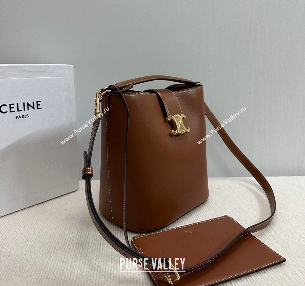 Celine Medium Louise Bucket bag in Smooth Calfskin Tan Brown 2024 116613 (BL-240716016)