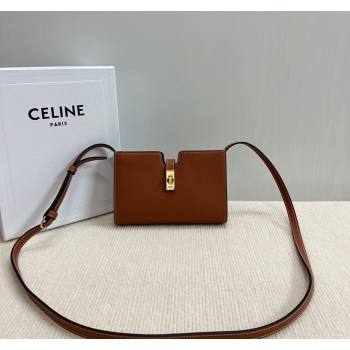 Celine 16 Strap Pochette Mini Bag in Supple Calfskin Brown 2024 10M443 (BL-240716019)