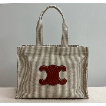 Celine Large Cabas Thais Tote Bag in Striped Linen 2024 196762 (BL-240716022)