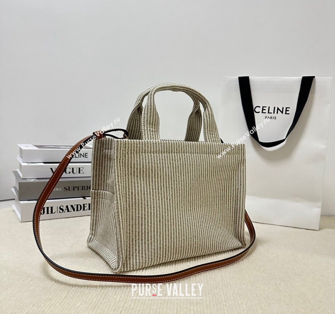 Celine Small Cabas Thais Tote Bag in Striped Linen 2024 199162 (BL-240716023)