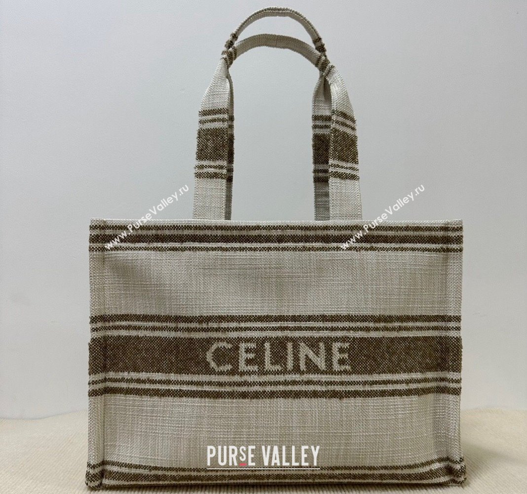 Celine Large Cabas Thais Tote Bag in Khaki Green Textile 2024 196762 (BL-240716025)