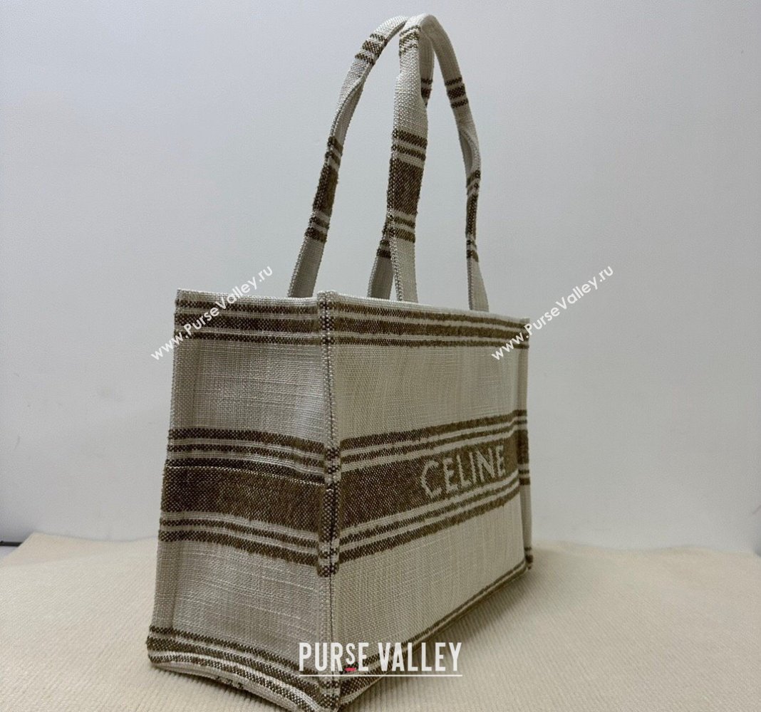 Celine Large Cabas Thais Tote Bag in Khaki Green Textile 2024 196762 (BL-240716025)