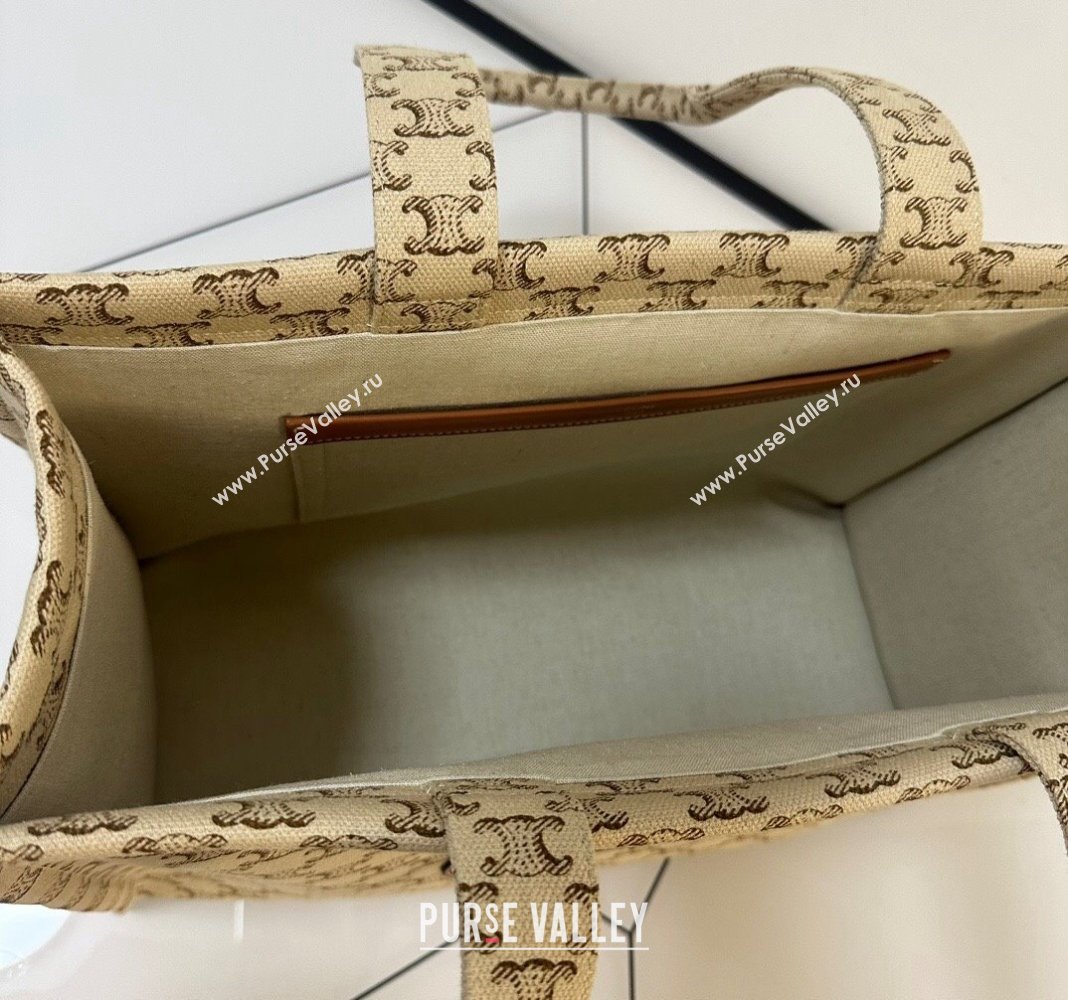 Celine Large Cabas Thais Tote Bag in Triomphe Textile Beige/Brown 2024 196762 (BL-240716026)