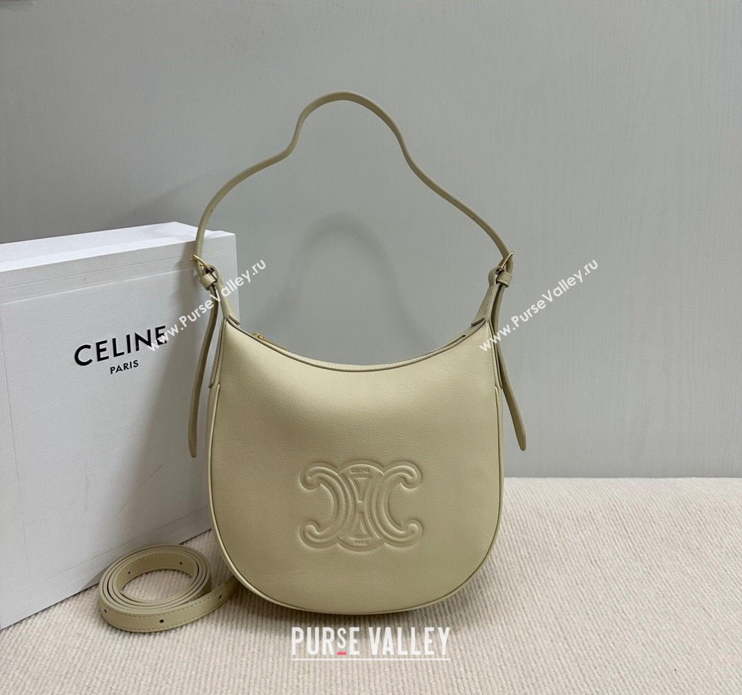 Celine Small Heloise Hobo Bag in Supple Calfskin Light Stone Grey 2024 117253 (BL-240716005)