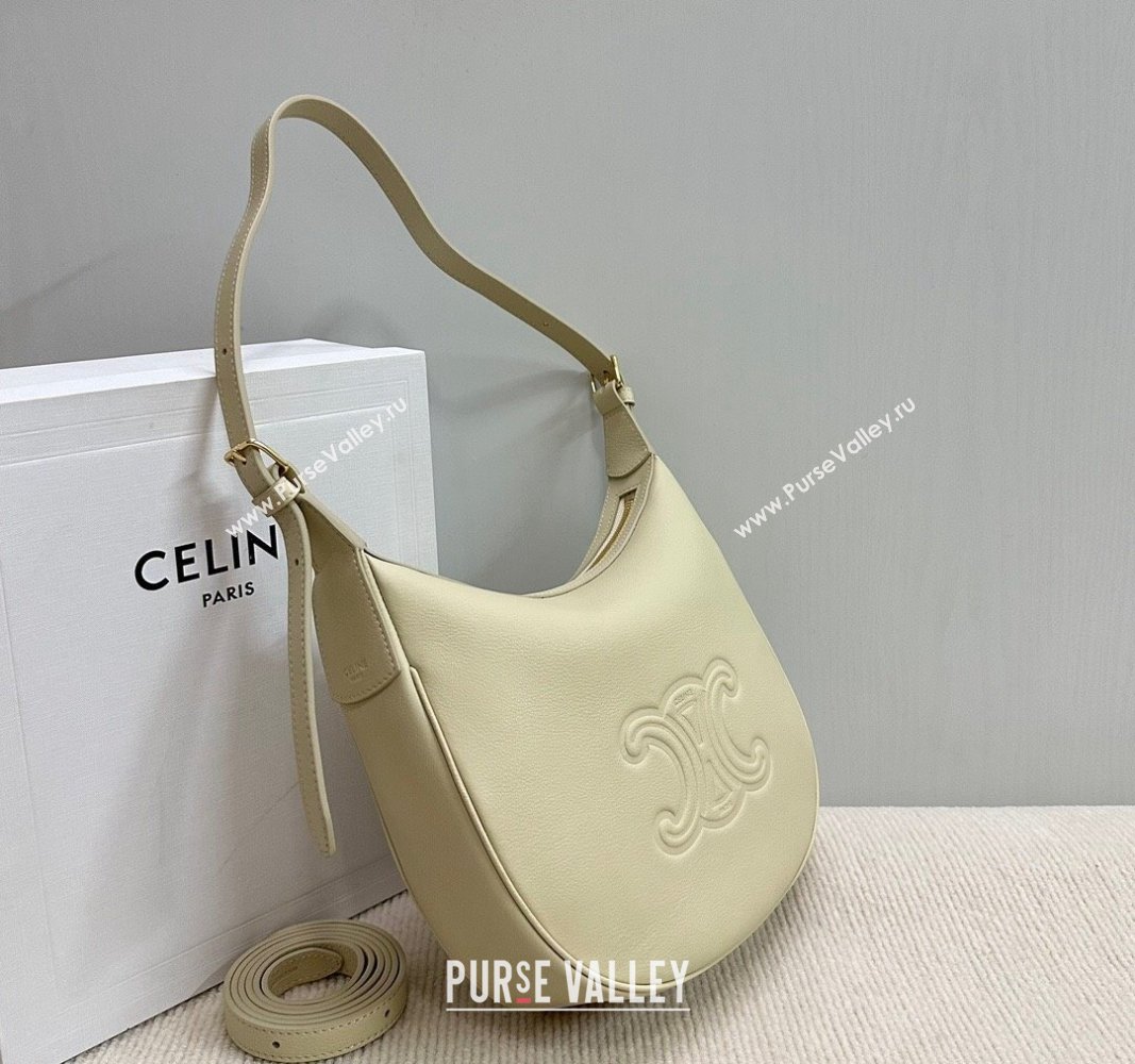 Celine Small Heloise Hobo Bag in Supple Calfskin Light Stone Grey 2024 117253 (BL-240716005)