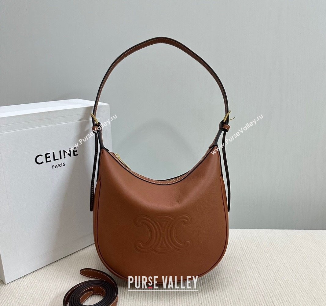 Celine Small Heloise Hobo Bag in Supple Calfskin Brown 2024 117253 (BL-240716006)