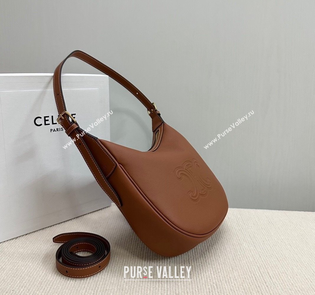 Celine Small Heloise Hobo Bag in Supple Calfskin Brown 2024 117253 (BL-240716006)