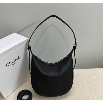 Celine Small Heloise Hobo Bag in Supple Calfskin Black 2024 117253 (BL-240716007)