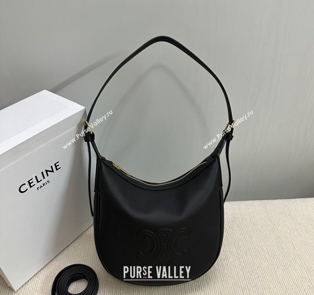 Celine Small Heloise Hobo Bag in Supple Calfskin Black 2024 117253 (BL-240716007)