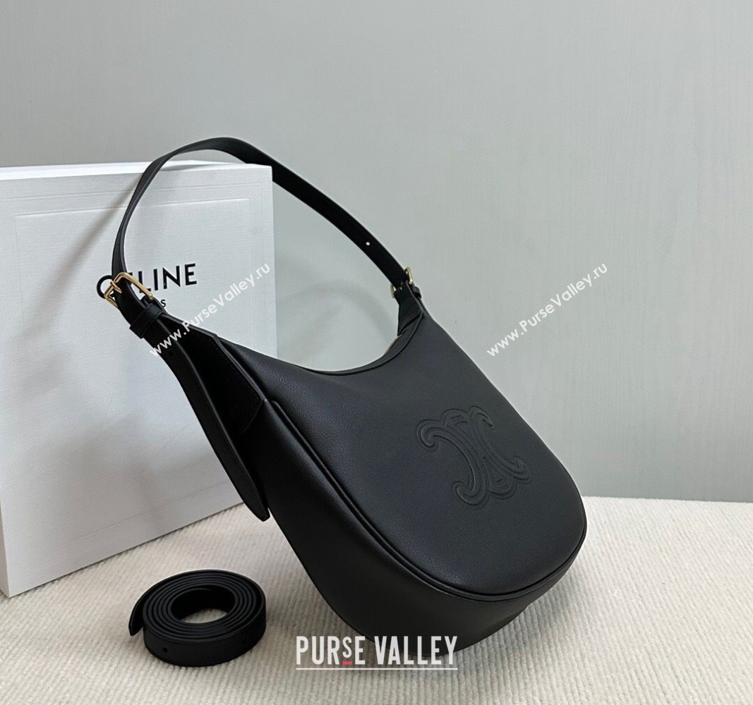 Celine Small Heloise Hobo Bag in Supple Calfskin Black 2024 117253 (BL-240716007)