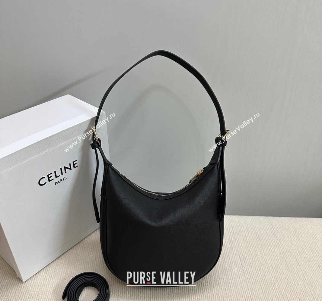 Celine Small Heloise Hobo Bag in Supple Calfskin Black 2024 117253 (BL-240716007)