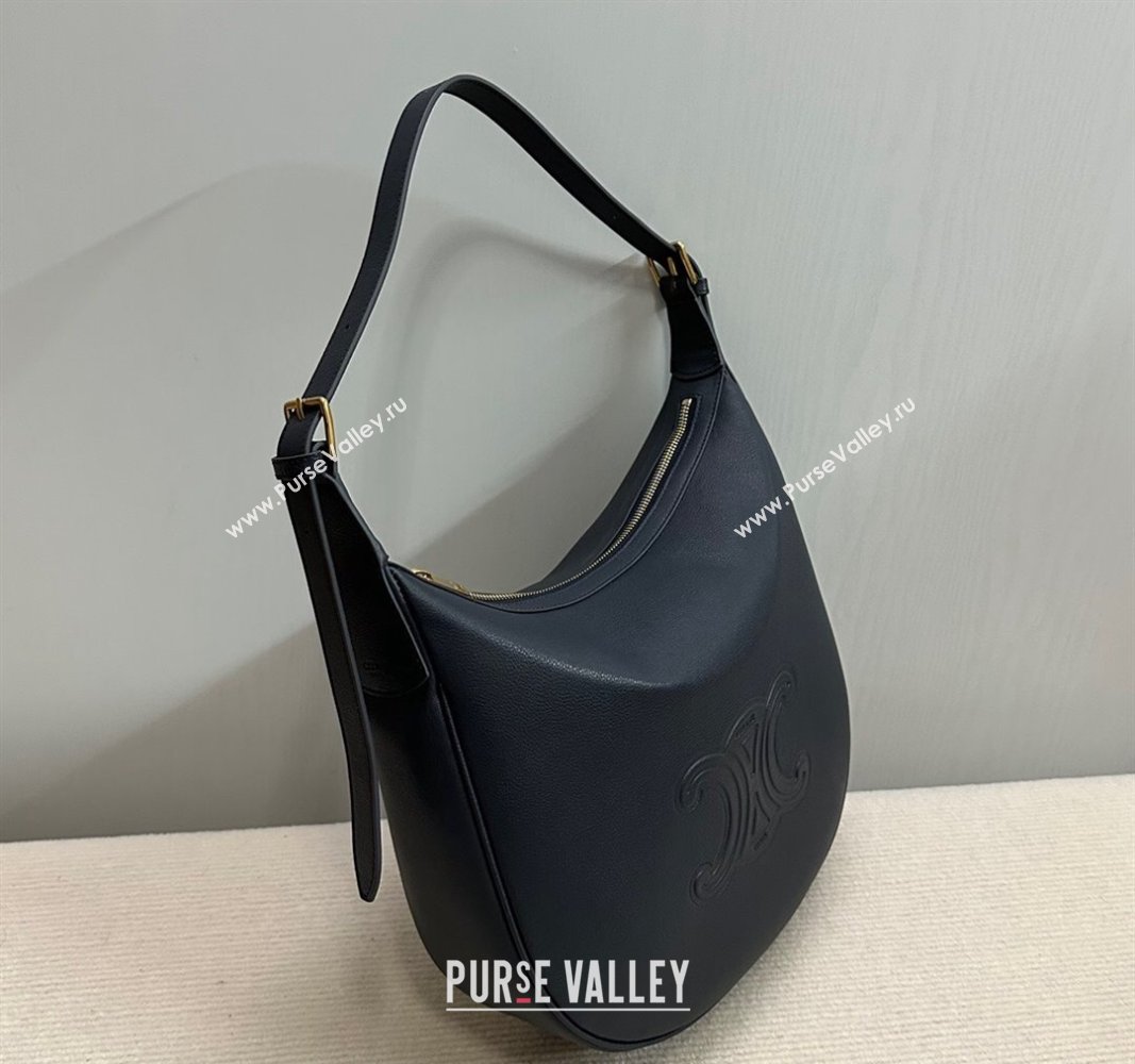 Celine Medium Heloise Hobo Bag in Supple Calfskin Dark Blue 2024 114713 (BL-240716009)