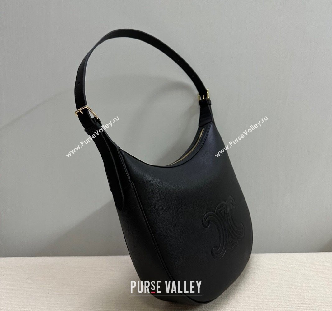 Celine Medium Heloise Hobo Bag in Supple Calfskin Black 2024 114713 (BL-240716011)