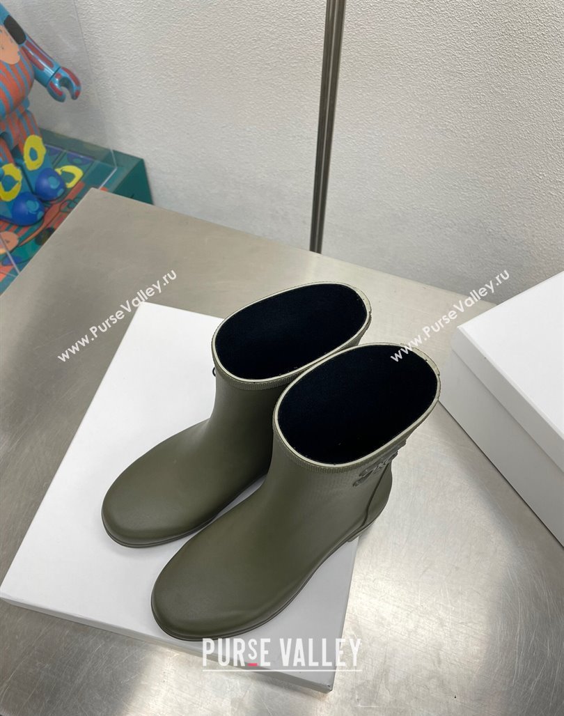 Celine Ankle Rain Boots in Rubber with Logo Green 2024 071902 (KL-240719082)