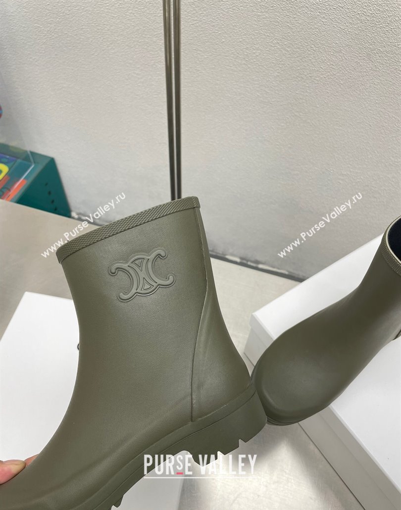 Celine Ankle Rain Boots in Rubber with Logo Green 2024 071902 (KL-240719082)