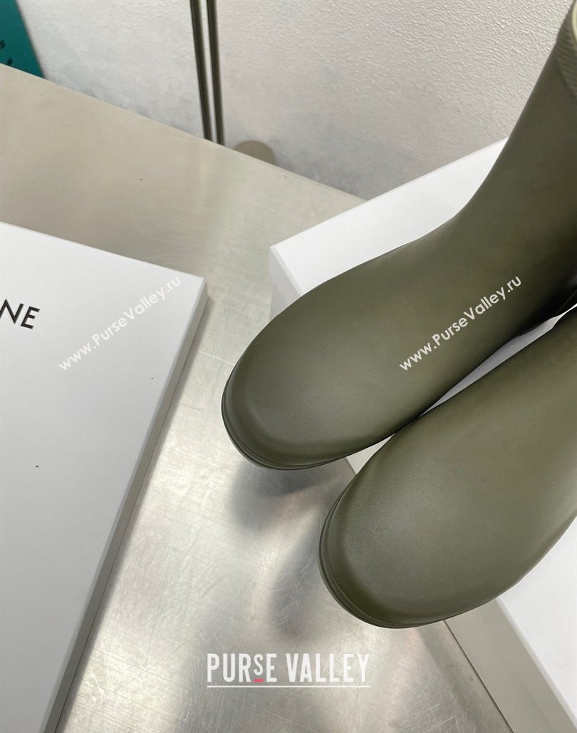 Celine Ankle Rain Boots in Rubber with Logo Green 2024 071902 (KL-240719082)