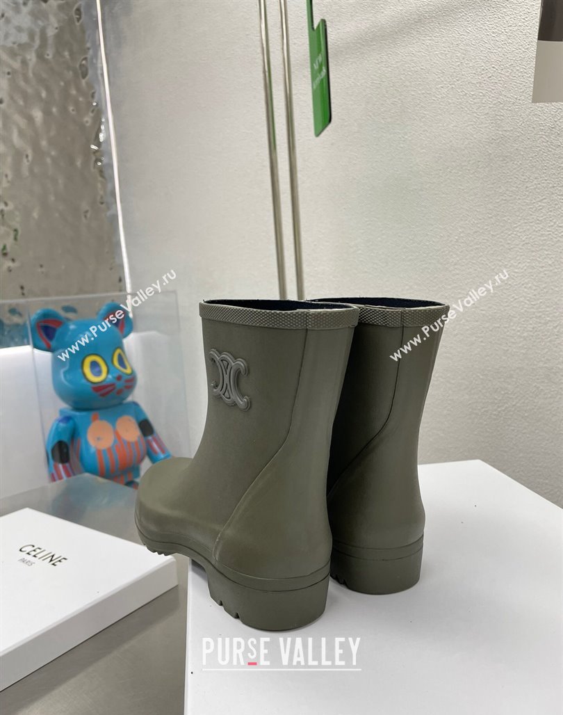 Celine Ankle Rain Boots in Rubber with Logo Green 2024 071902 (KL-240719082)