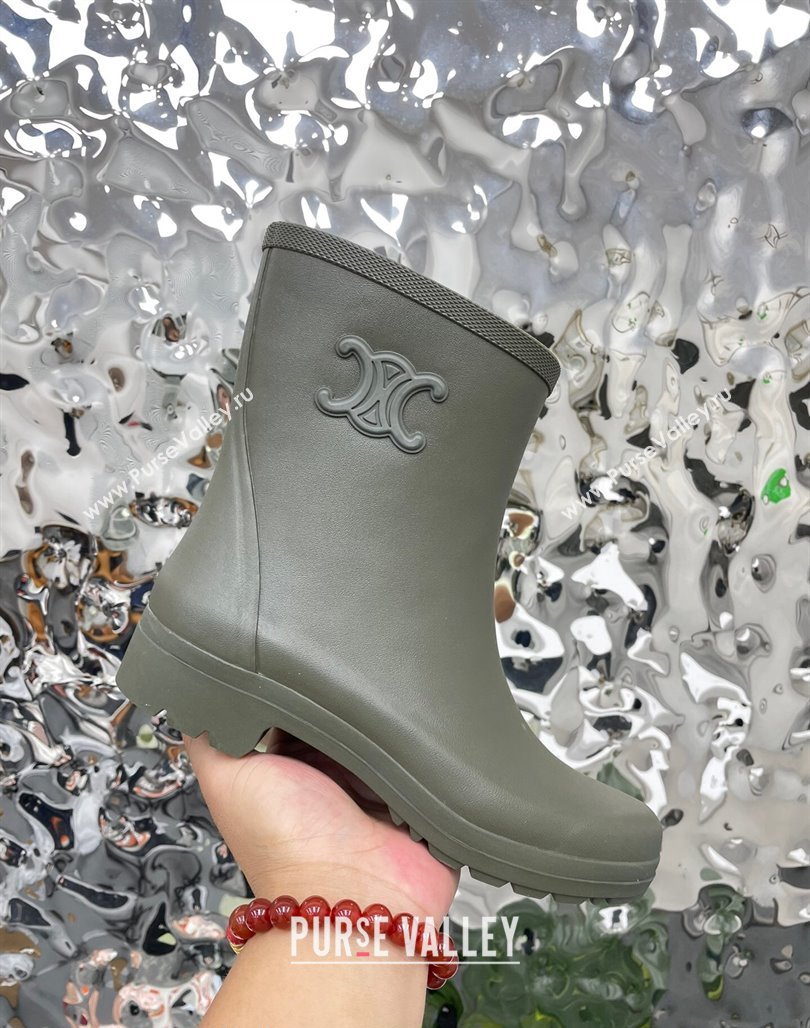 Celine Ankle Rain Boots in Rubber with Logo Green 2024 071902 (KL-240719082)