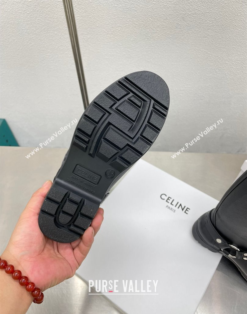 Celine Ankle Rain Boots in Rubber with Buckle Black 2024 071901 (KL-240719079)