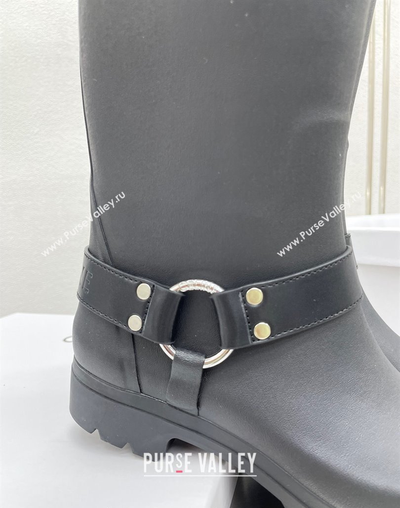 Celine Ankle Rain Boots in Rubber with Buckle Black 2024 071901 (KL-240719079)