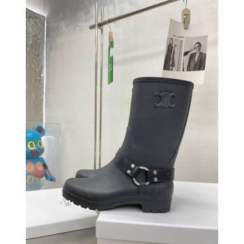 Celine Ankle Rain Boots in Rubber with Buckle Black 2024 071901 (KL-240719079)