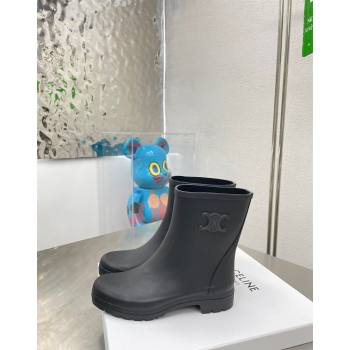 Celine Ankle Rain Boots in Rubber with Logo Black 2024 071902 (KL-240719083)