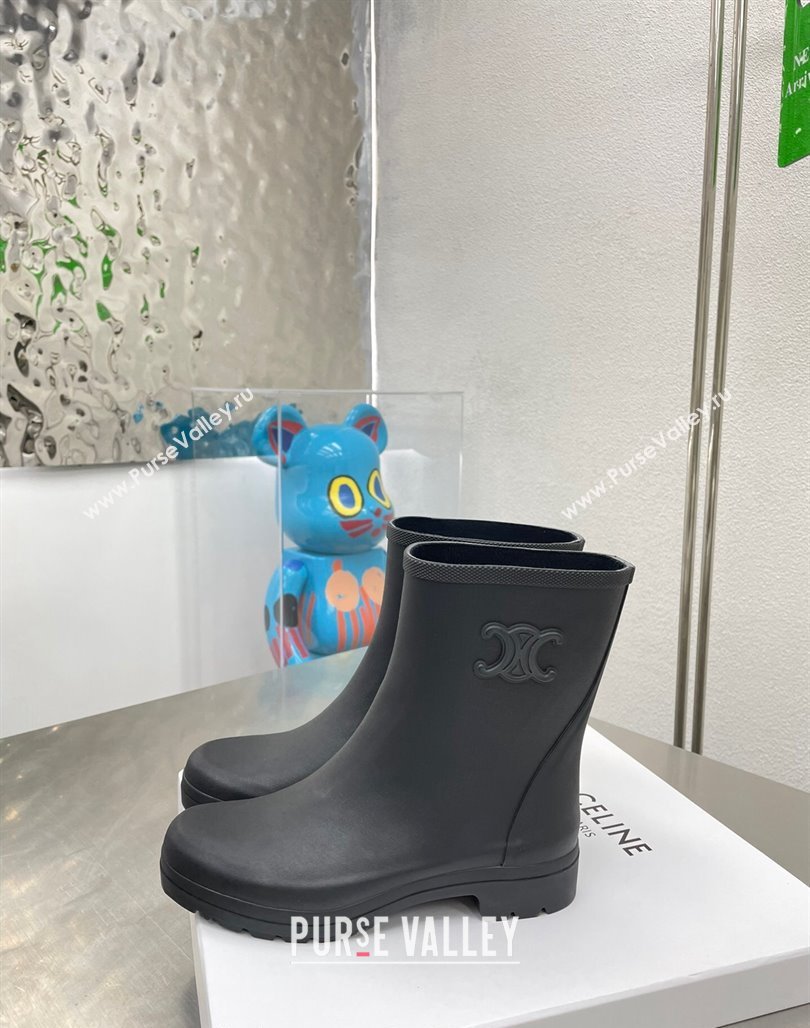 Celine Ankle Rain Boots in Rubber with Logo Black 2024 071902 (KL-240719083)