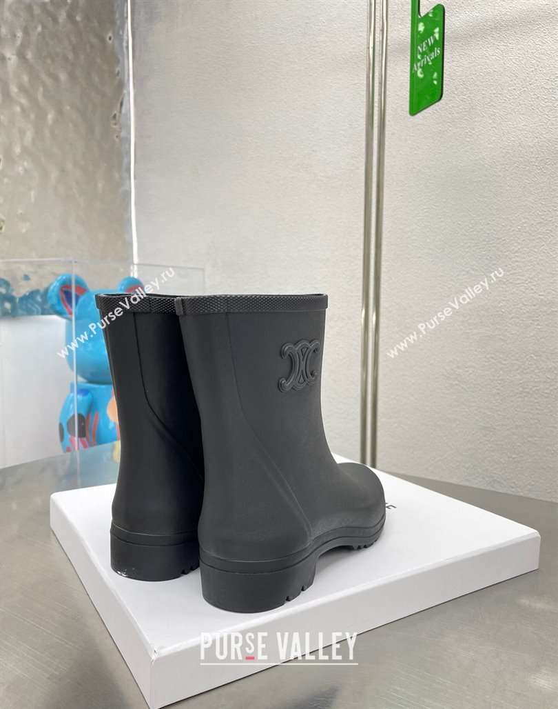 Celine Ankle Rain Boots in Rubber with Logo Black 2024 071902 (KL-240719083)