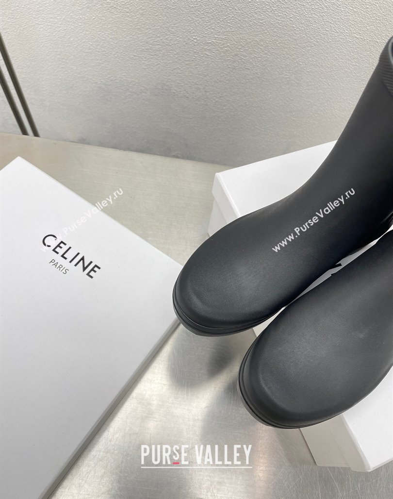 Celine Ankle Rain Boots in Rubber with Logo Black 2024 071902 (KL-240719083)