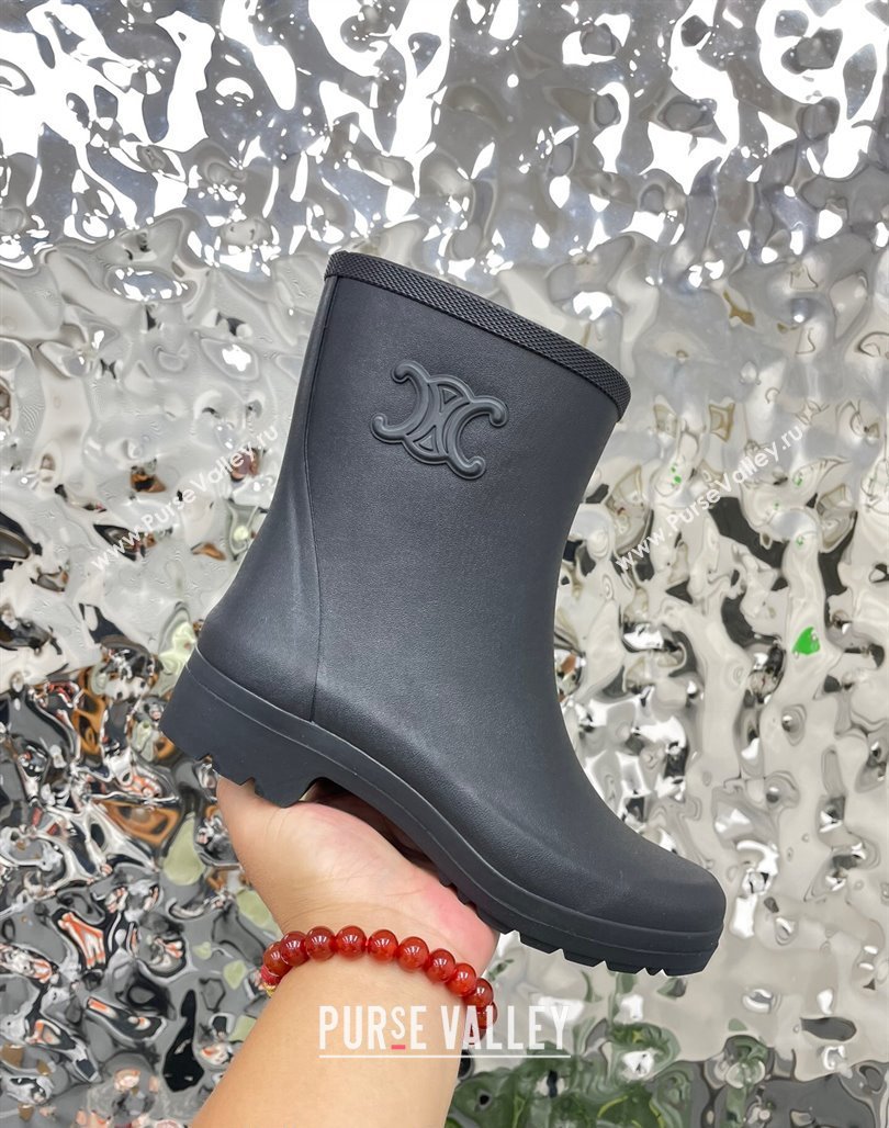 Celine Ankle Rain Boots in Rubber with Logo Black 2024 071902 (KL-240719083)