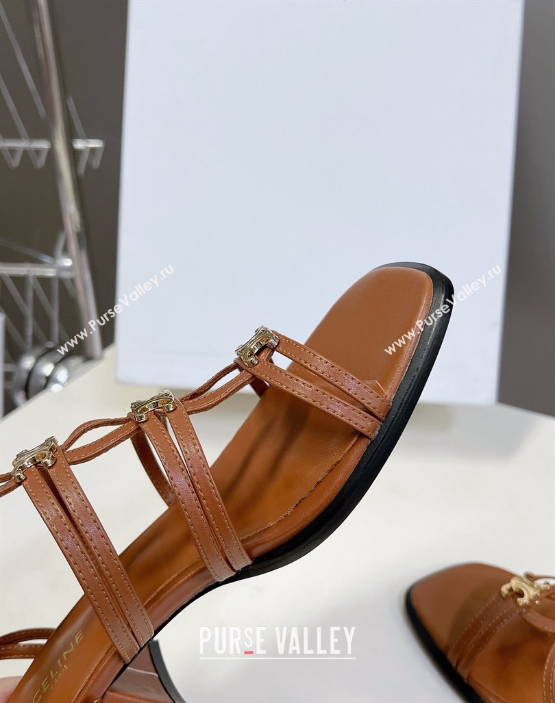 Celine Clemence Multi Triomphe Heel Sandals 4cm in Calfskin Brown 2024 (MD-240813035)